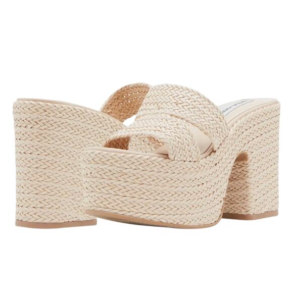 Steve Madden Gianni Woven Platform Natural Sandals Size 10 - Picture 1 of 9